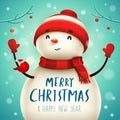 Christmas Cute Little Cheerful Snowman. Royalty Free Stock Photo